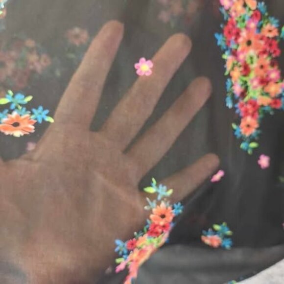 Cabi Sheer Floral Blouse‎ XS Style 3594 Long Sleeve Black Top garden party style - Picture 4 of 11